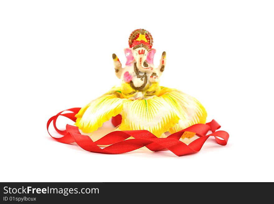 Ganesh idol decorated with fabrics. Ganesh idol decorated with fabrics.