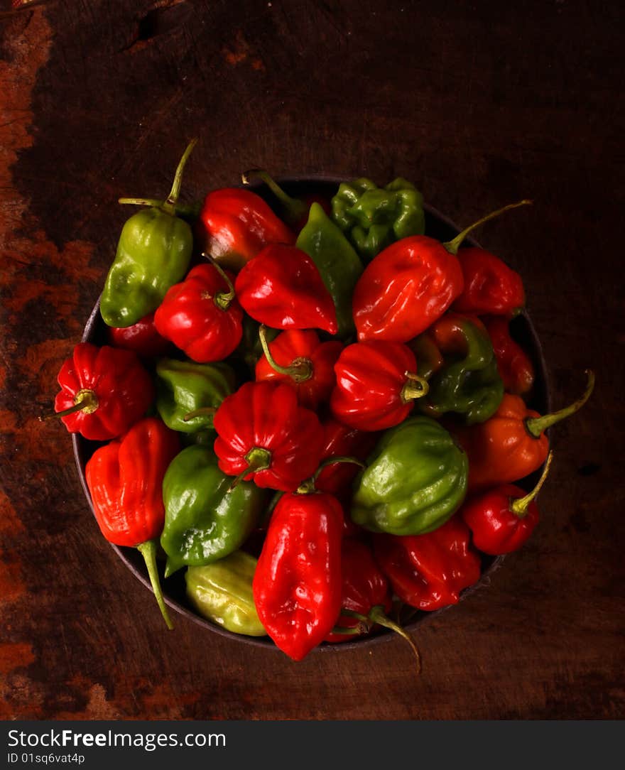 Close up of red and green Chili