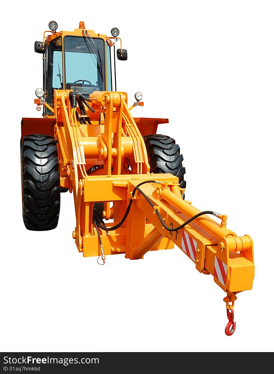 Yellow bulldozer isolated over a white background