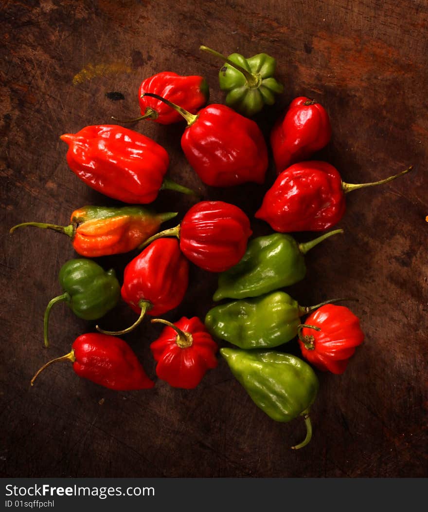 Close up of red and green Chili