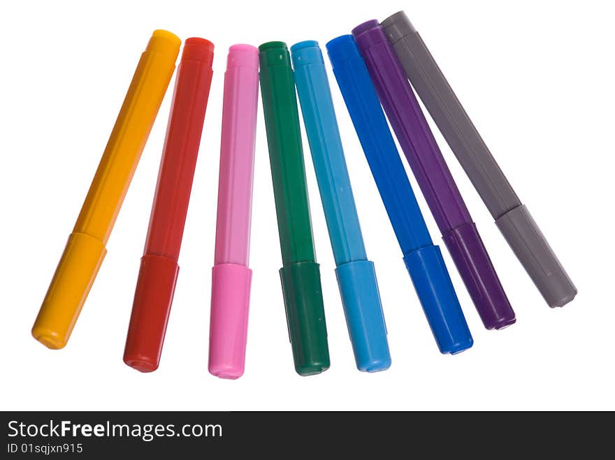 Eight different color soft-tip pen. Eight different color soft-tip pen