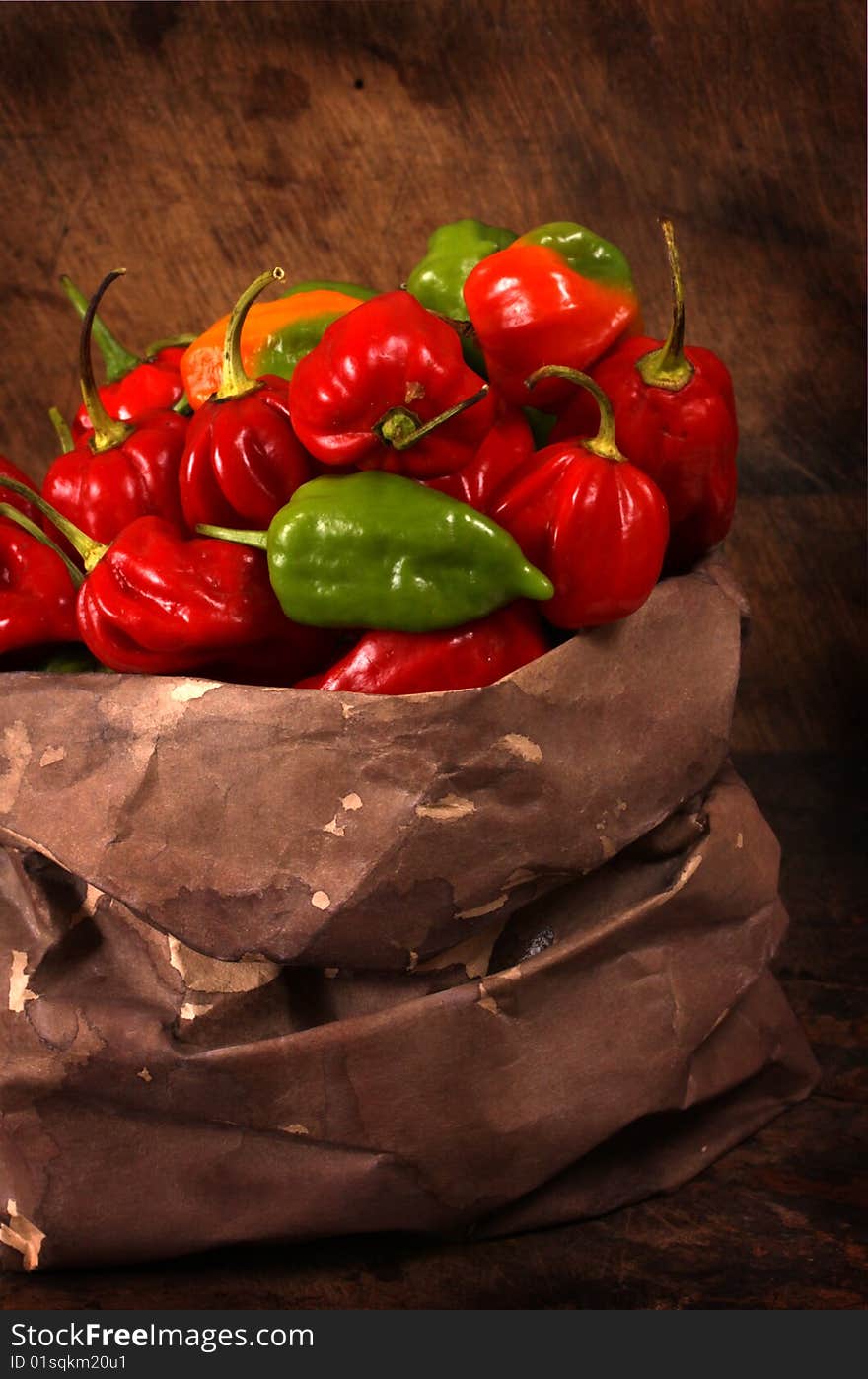 Close up of red and green Chili