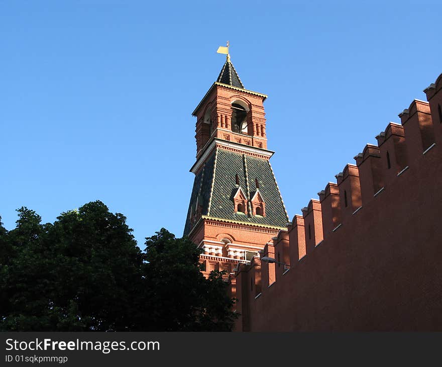 Tower Moscow Kremlin  on background sky