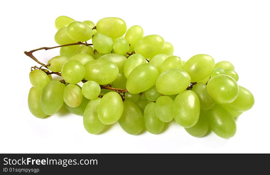 Isolated fruits - Green grapes on white background