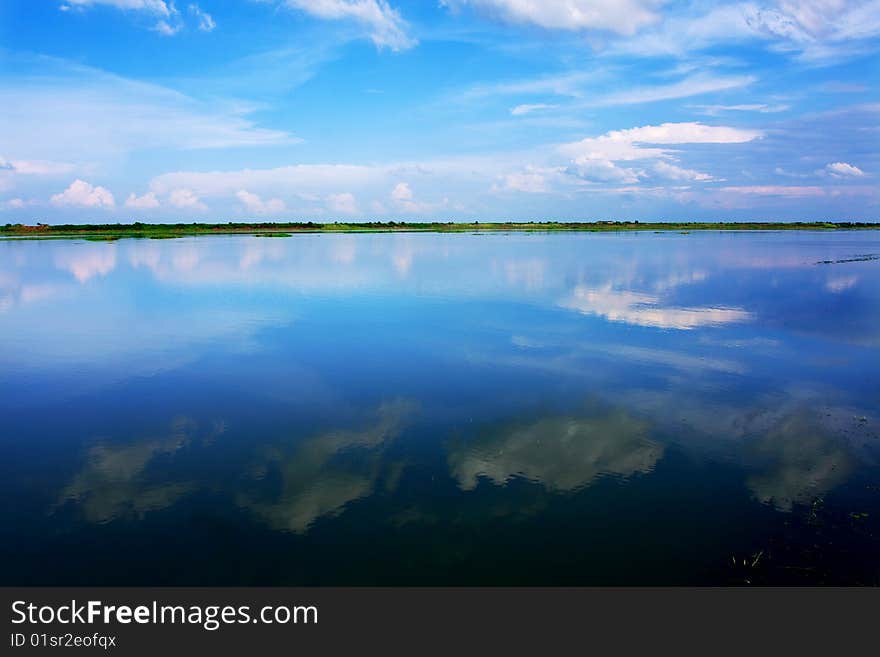 It is landscape on the lake