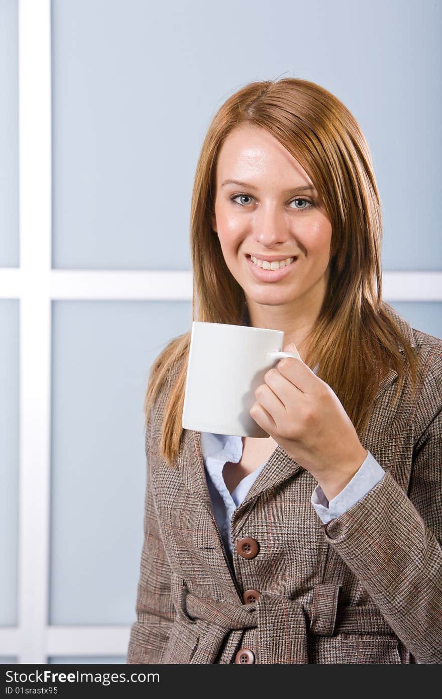 BUsiness woman having coffee