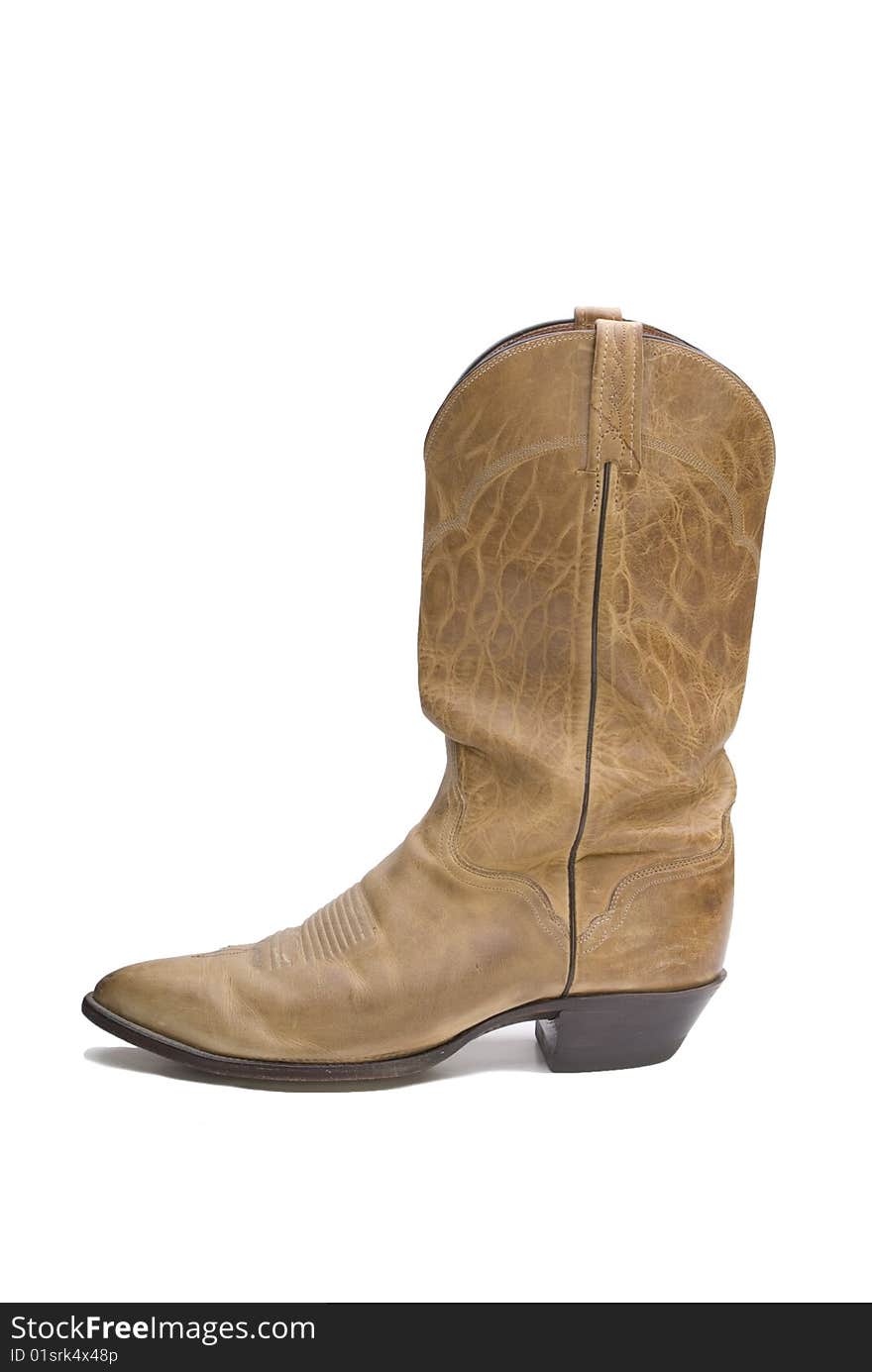 Brown Cowboy Boot shot on white background