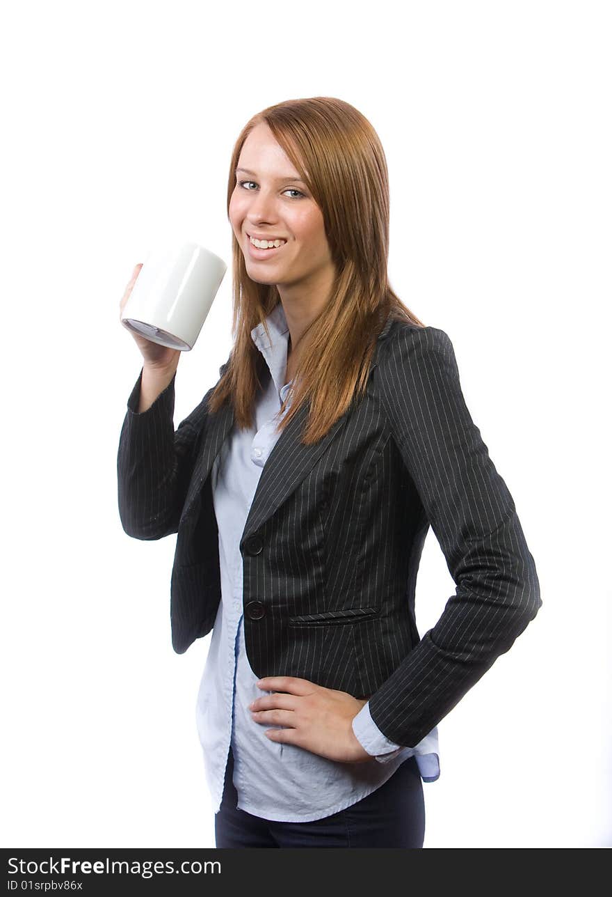 Business Woman Drinking Coffee