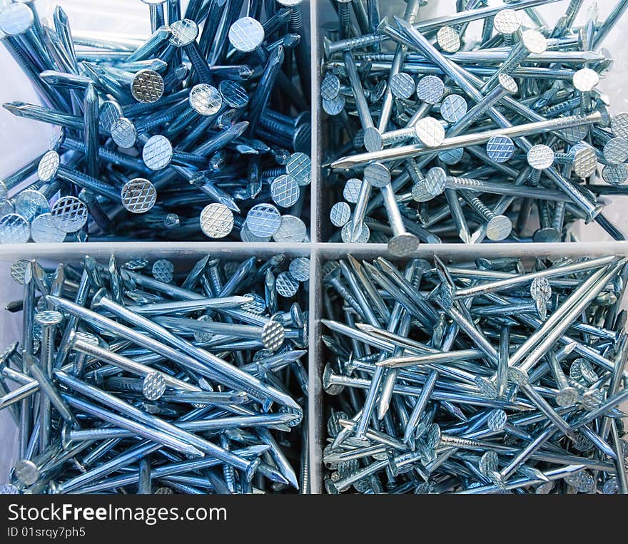 Closeup view of the many nails.