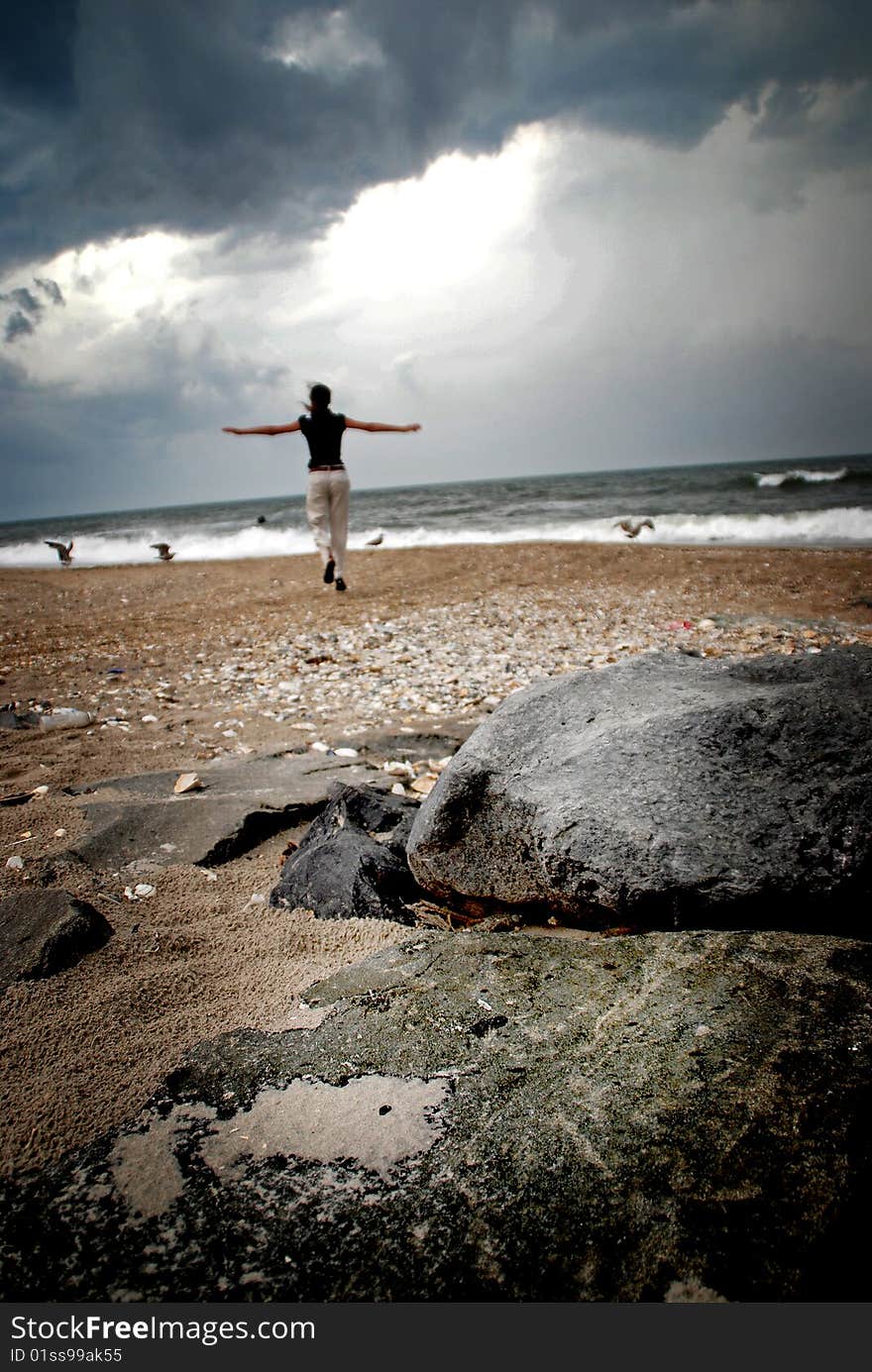 Happy woman on the beach. Happy woman on the beach.