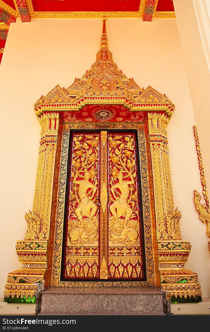 Decoration of Buddhist church window in Thai style. Decoration of Buddhist church window in Thai style