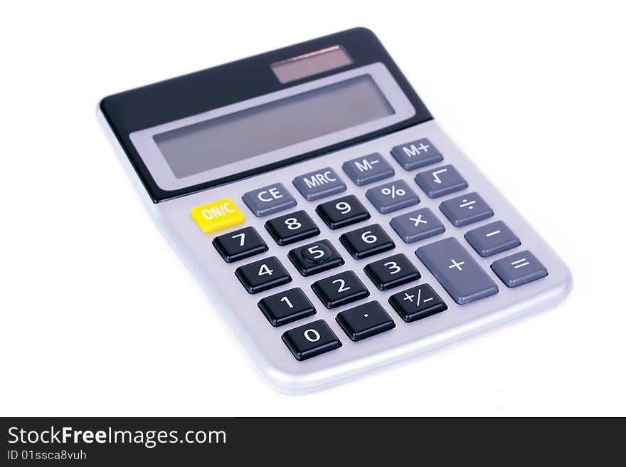 Closed - up digital calculator isolated on white background