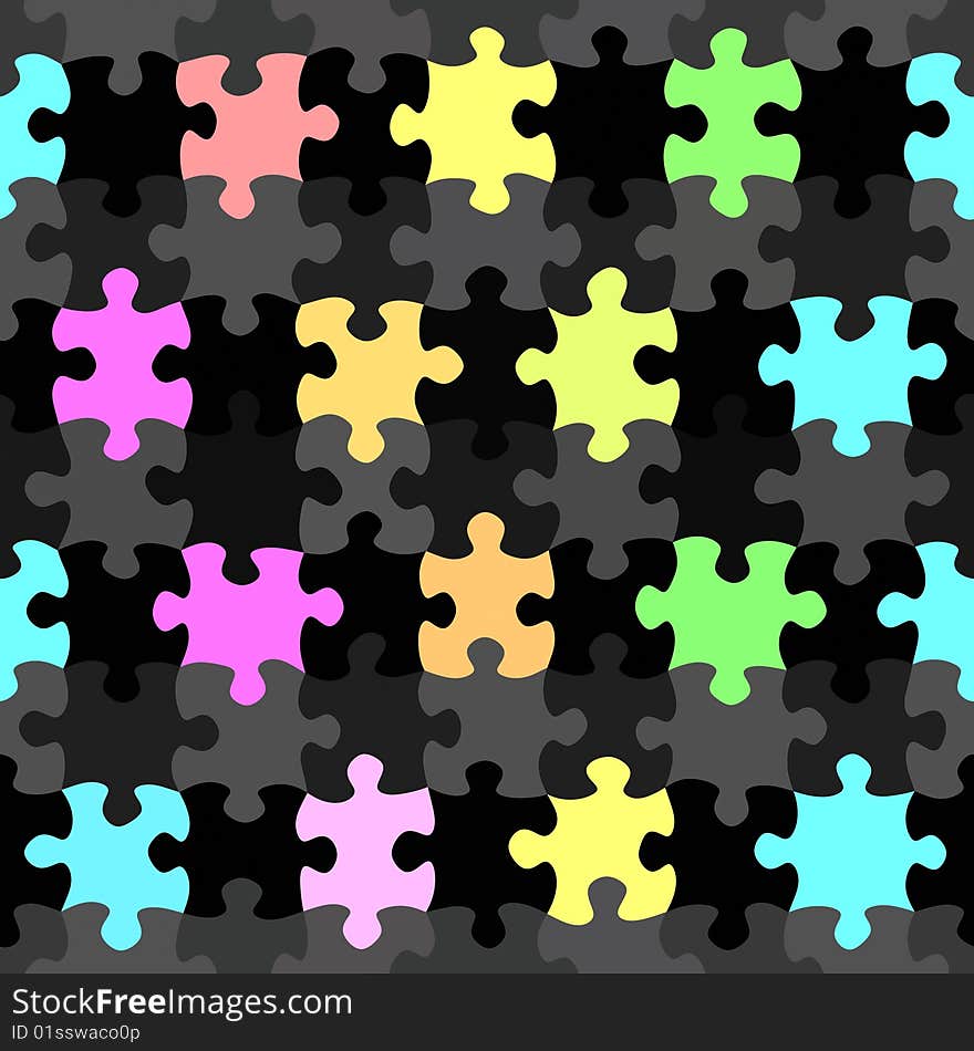 Seamless texture of colorful and black jigsaw puzzle pieces. Seamless texture of colorful and black jigsaw puzzle pieces