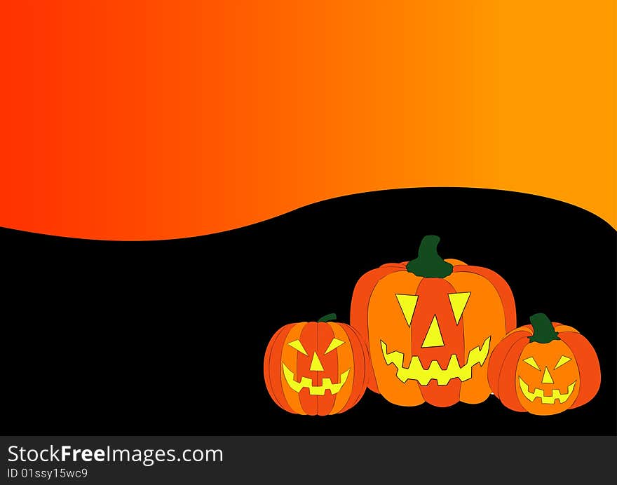 Illustration of a halloween background with pumpkins