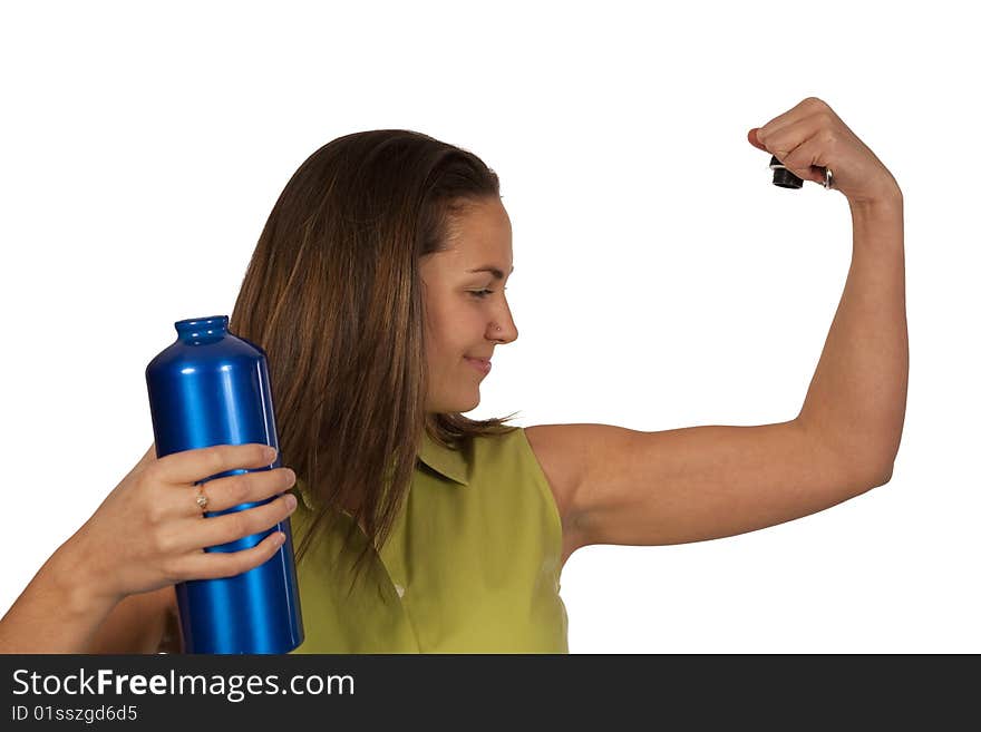 Woman Holding Blue Bottle Of Water