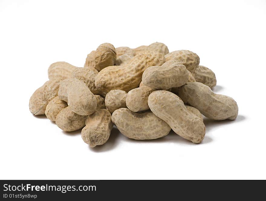 Peanuts in shell on white background. Peanuts in shell on white background