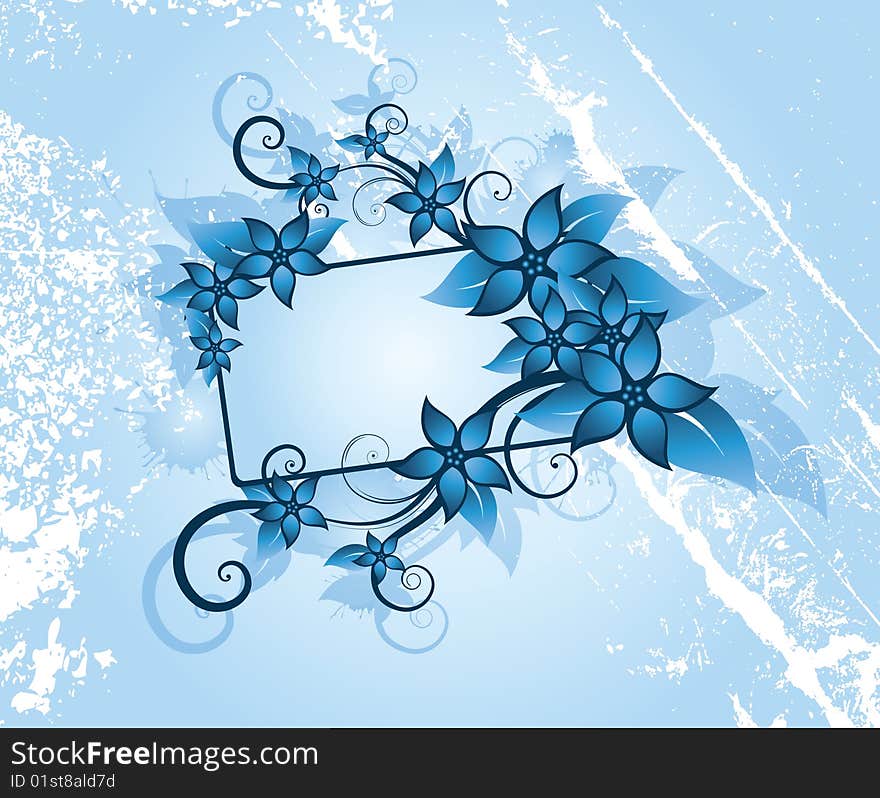 Winter blue background with flowers. Winter blue background with flowers