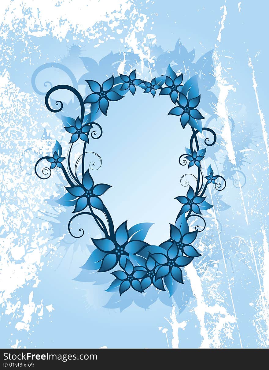 Winter blue background with flowers. Winter blue background with flowers