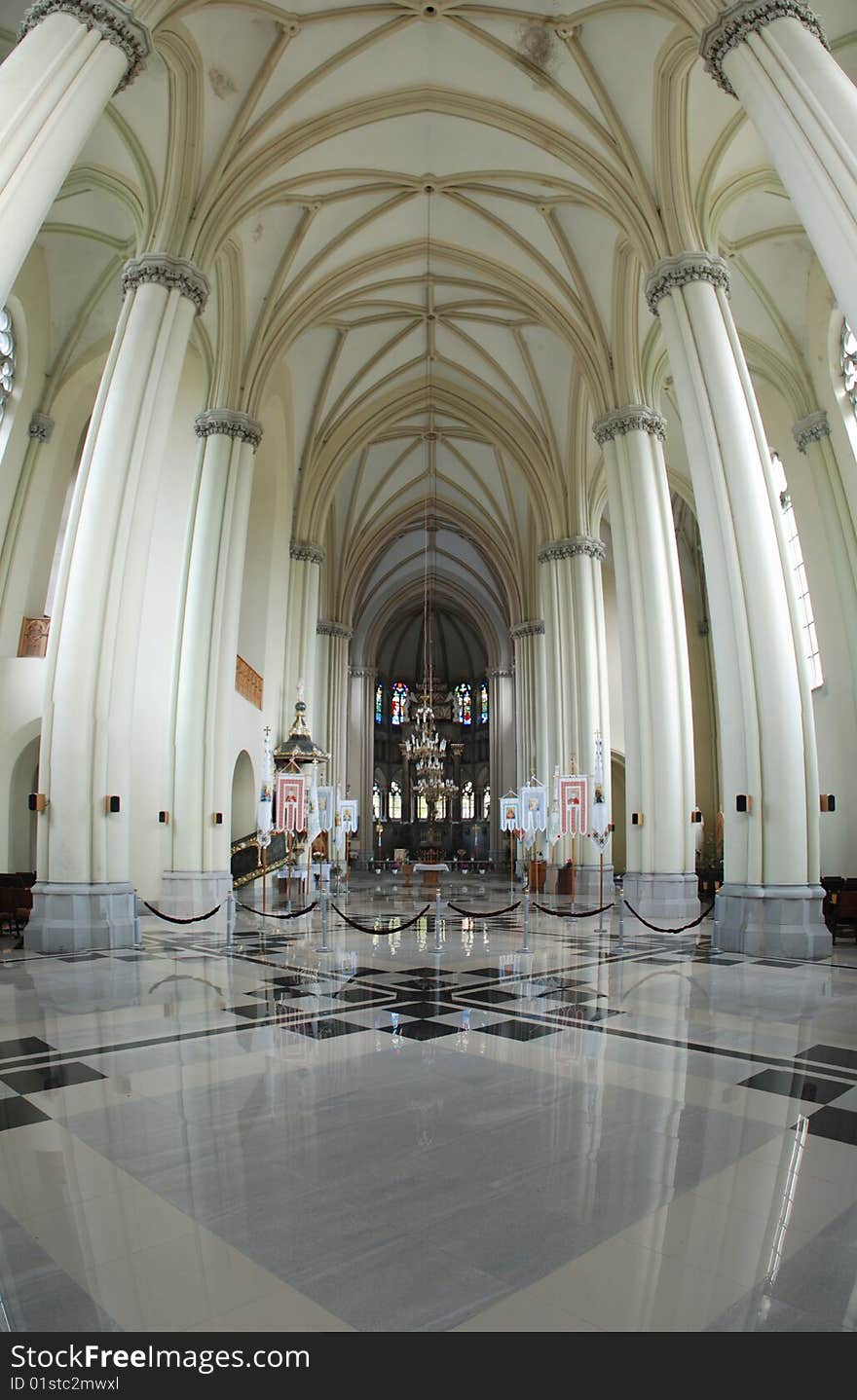 Majestic interoir of a gothic Roman Catholic church. Majestic interoir of a gothic Roman Catholic church