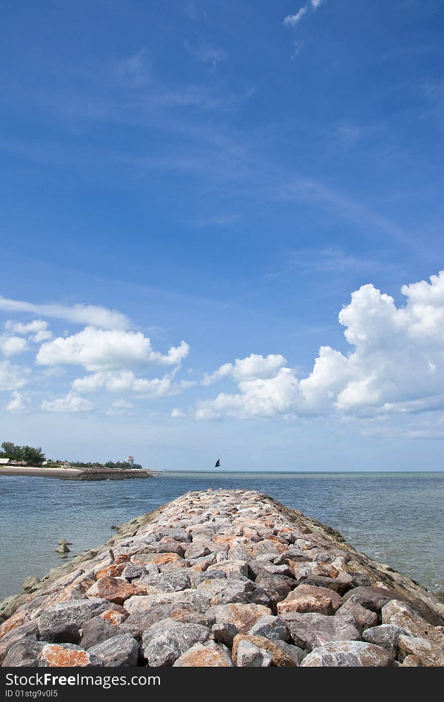 Stone jetty at Chao Sam Ran bay, Thailand