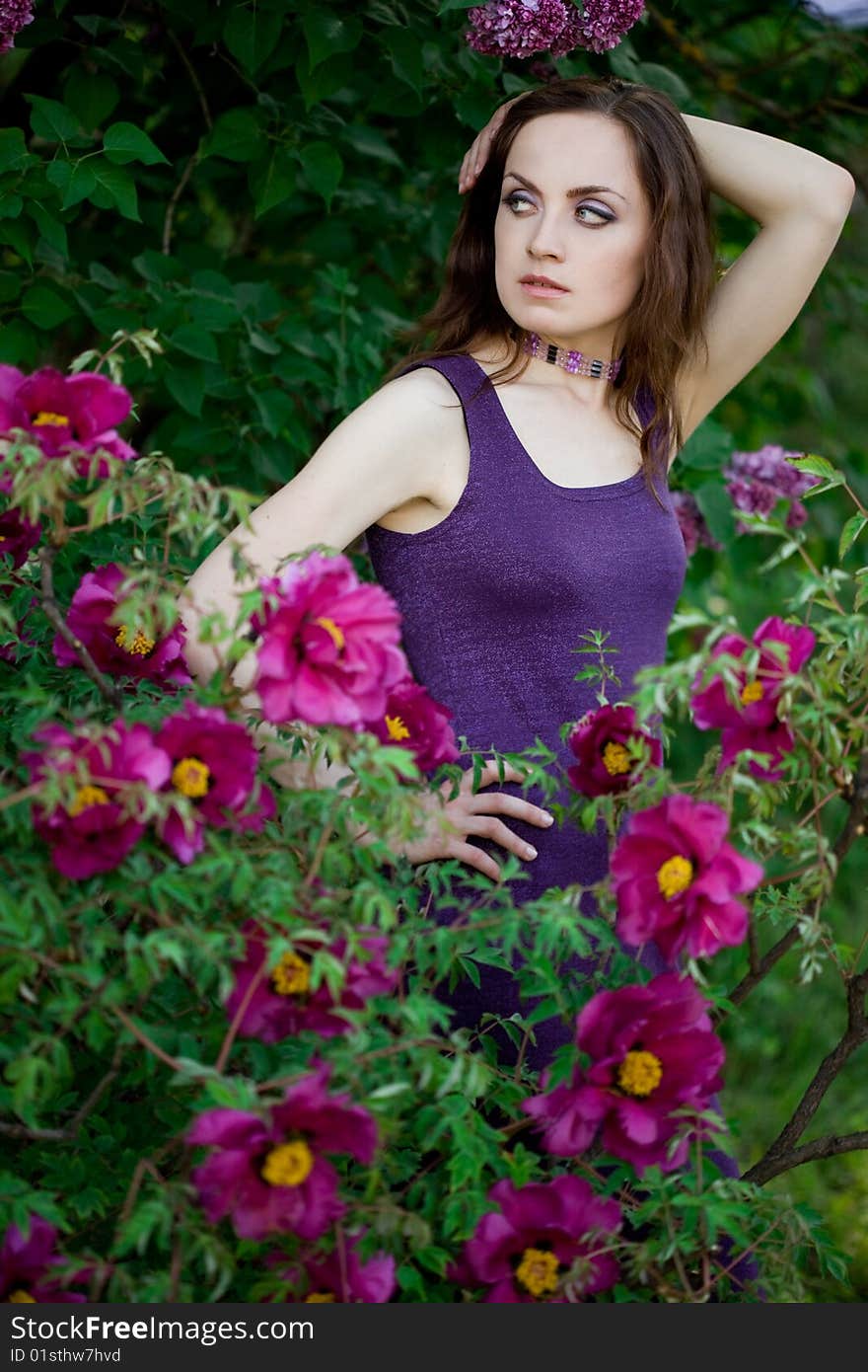 Tender girl in the garden