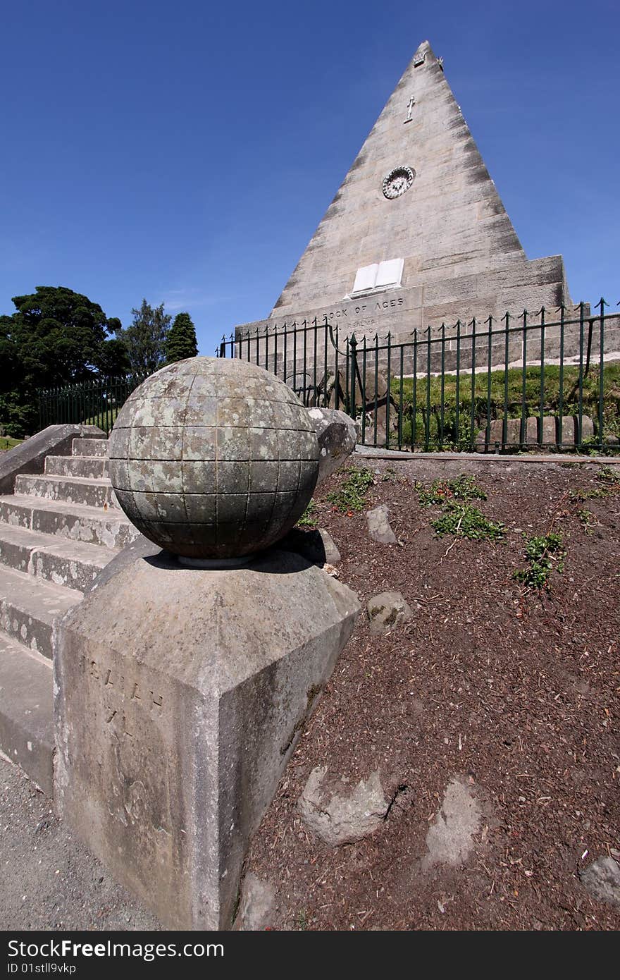 Monumental stone pyramid commissioned in the mid-19th century by William Drummond as a memorial to the martyrs of the Reformation and Covenanting era in Scotland and set somewhat incongruously in Stirling's Valley Kirkyard. Monumental stone pyramid commissioned in the mid-19th century by William Drummond as a memorial to the martyrs of the Reformation and Covenanting era in Scotland and set somewhat incongruously in Stirling's Valley Kirkyard.