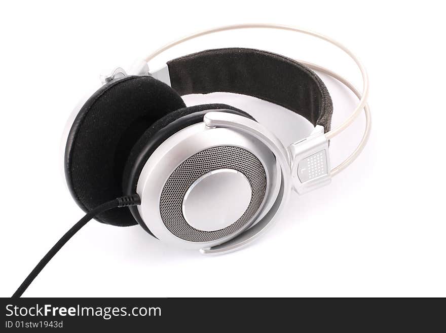 Silver headphone isolated on a white background