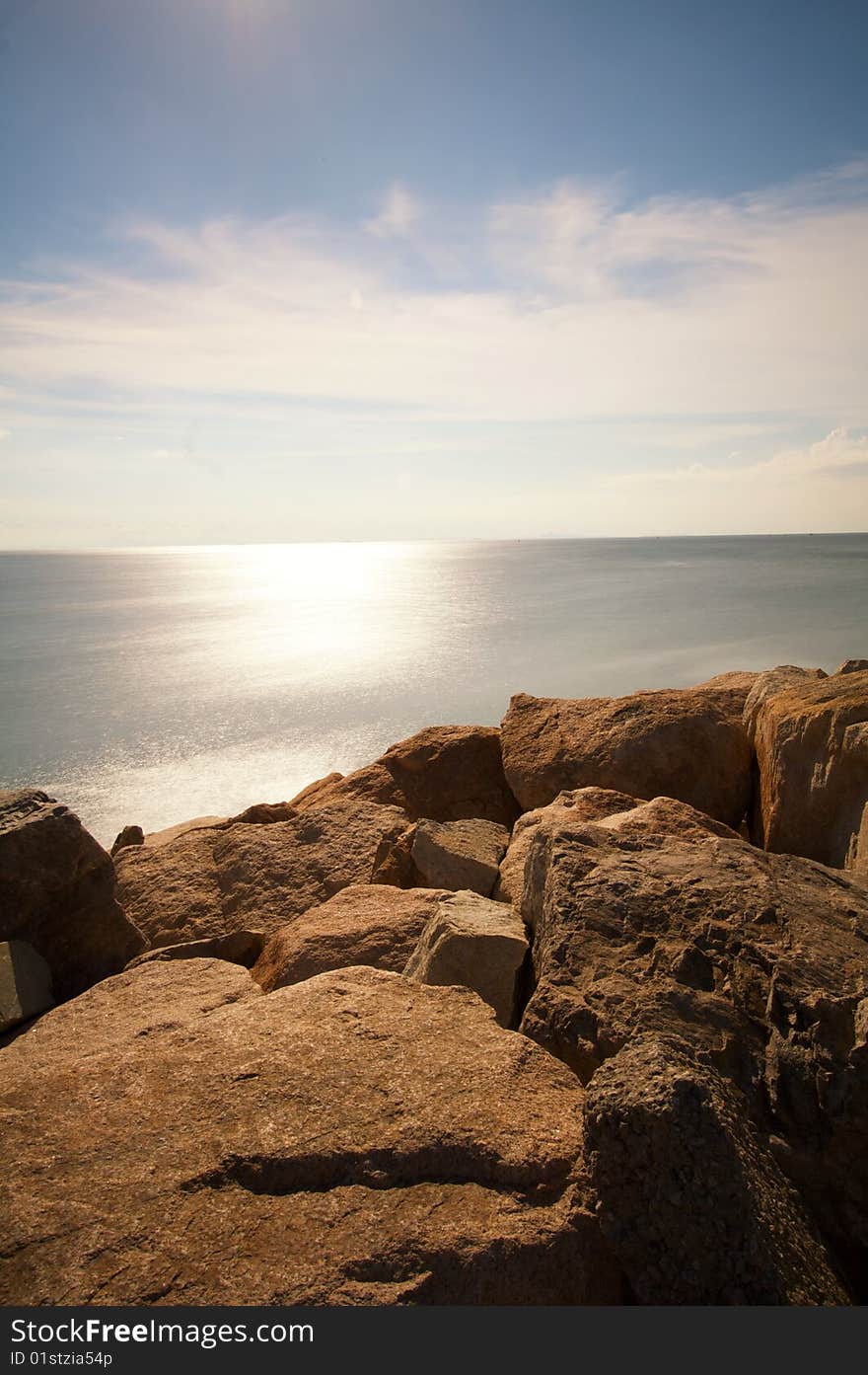 Coastal rocks with beauty sunshine