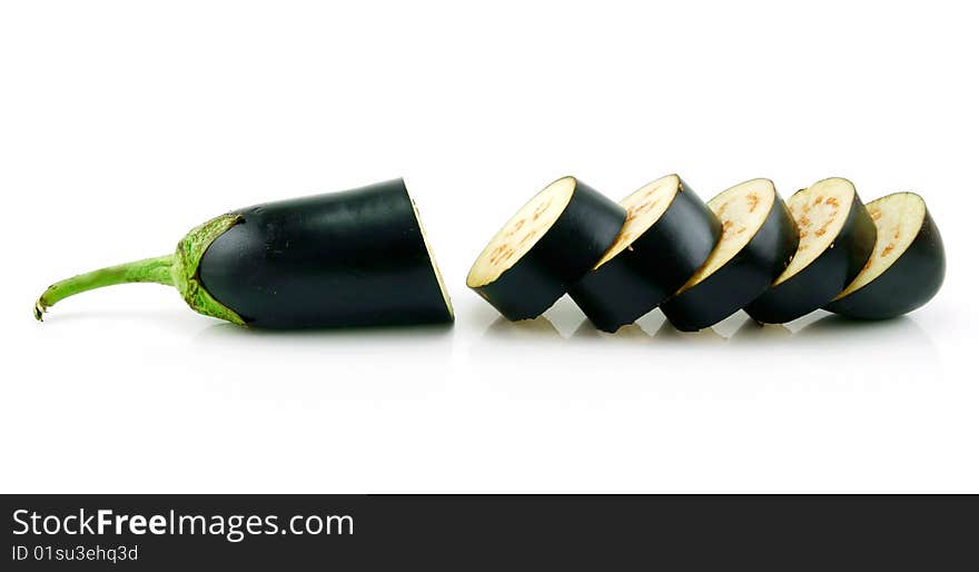 Sliced Aubergine Isolated on a White Background. Sliced Aubergine Isolated on a White Background