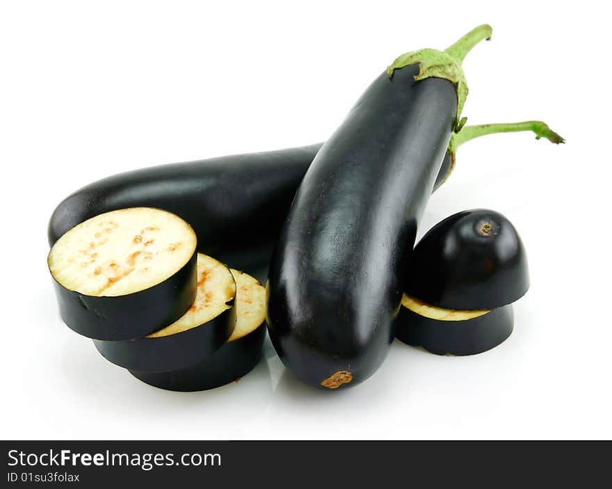 Sliced Aubergine Isolated on a White Background. Sliced Aubergine Isolated on a White Background