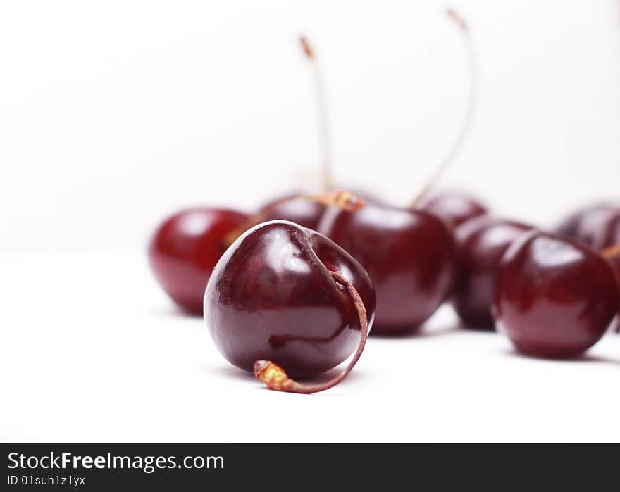 Cherry close up on white background