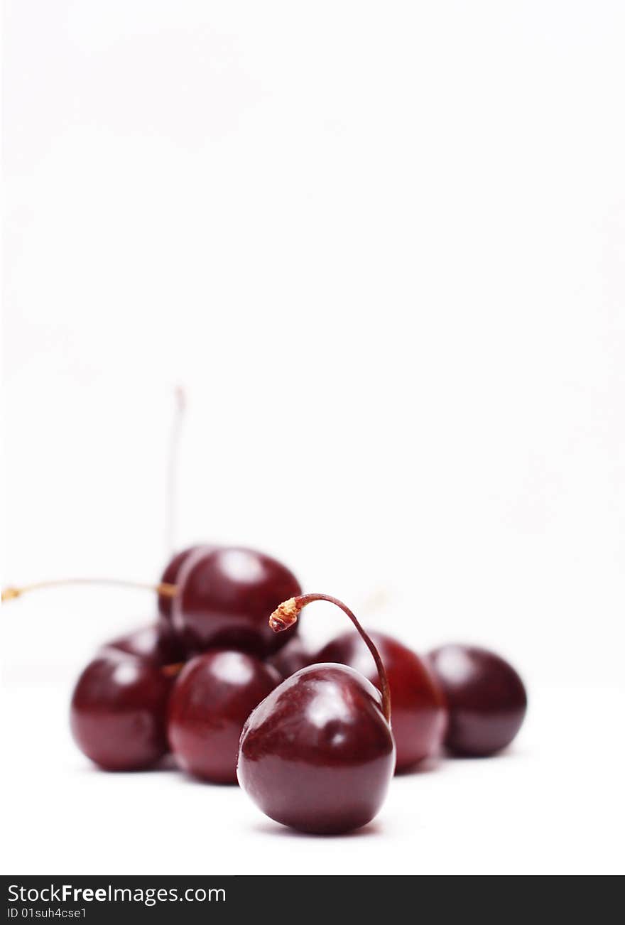 Cherry close up on white background