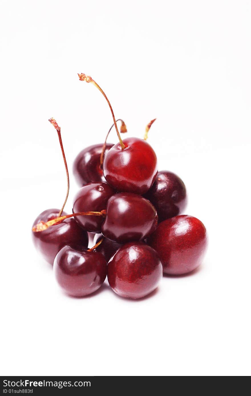 Cherry close up on white background