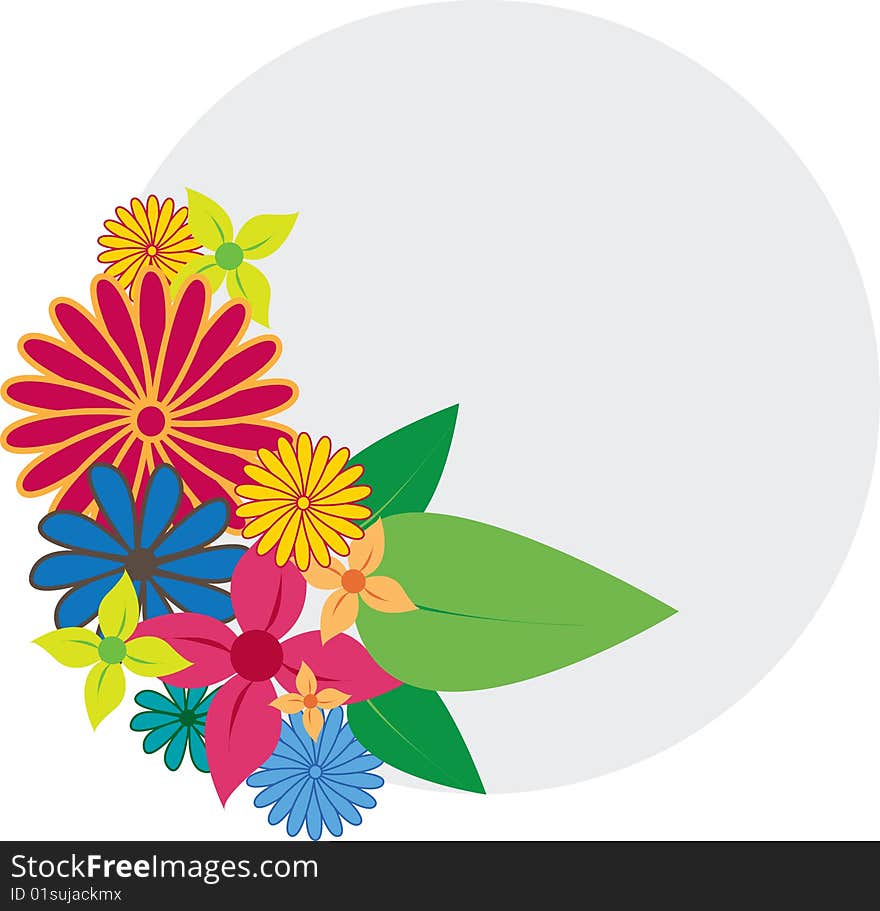 Flowers and circle banner illustration