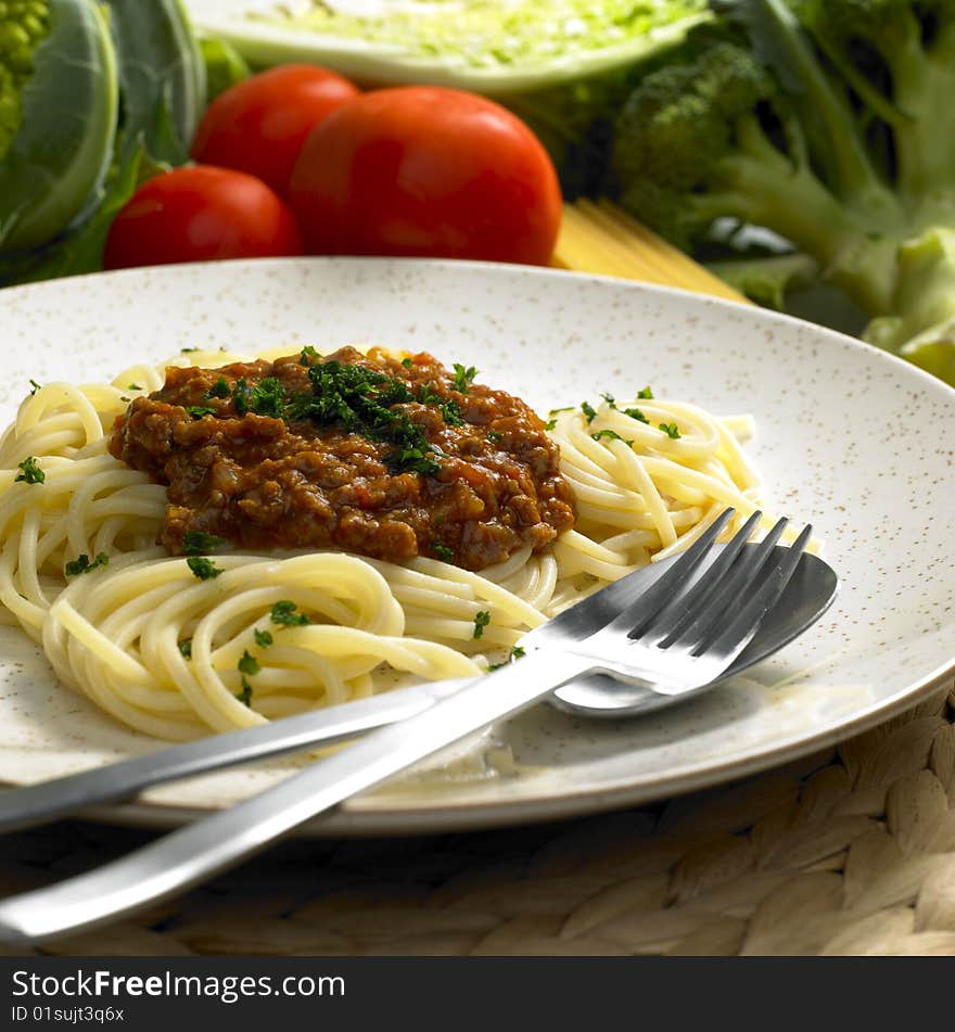 Spaghetti with minced meat