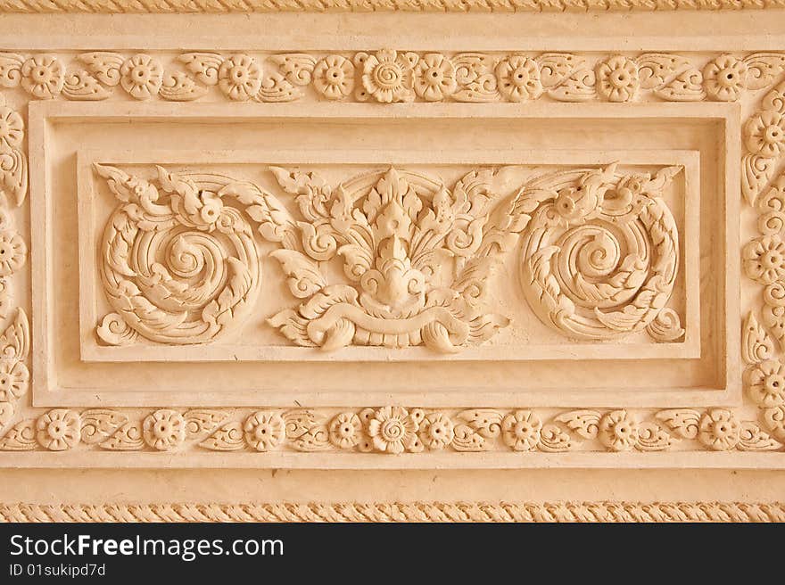 Portland cement molding art in Thai style. Portland cement molding art in Thai style