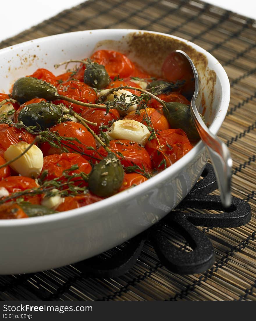 Warm tomato salad with capers