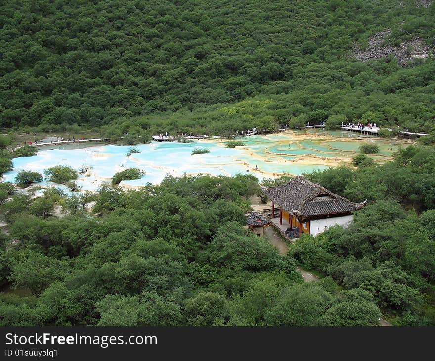 Scenic spot of China Huanglong,Panoramic photo.