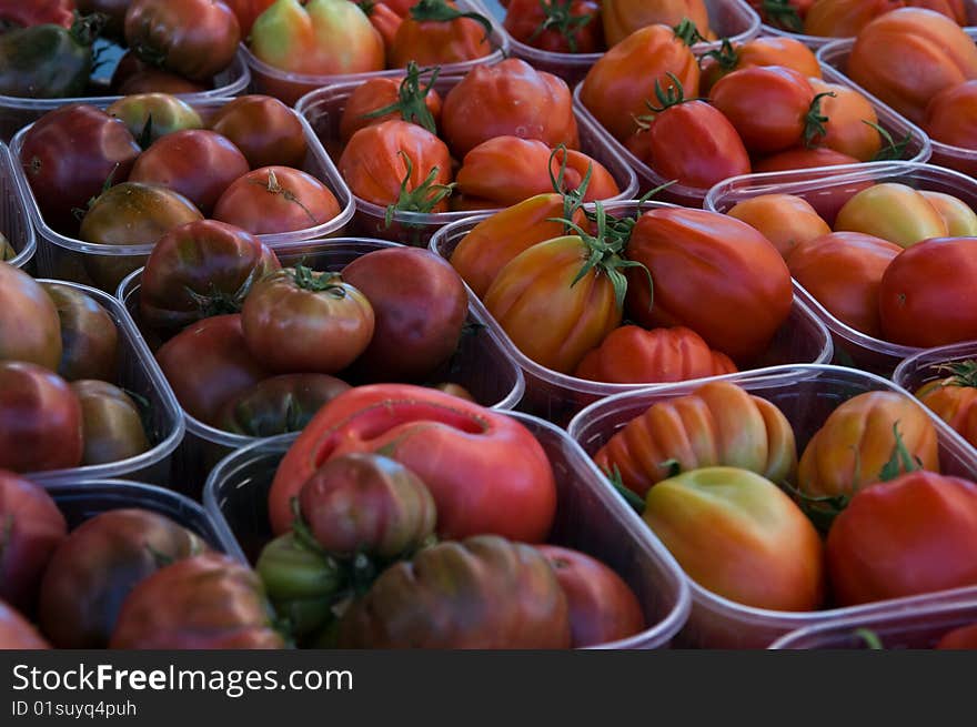 Organic tomatoes sold in Provence markets