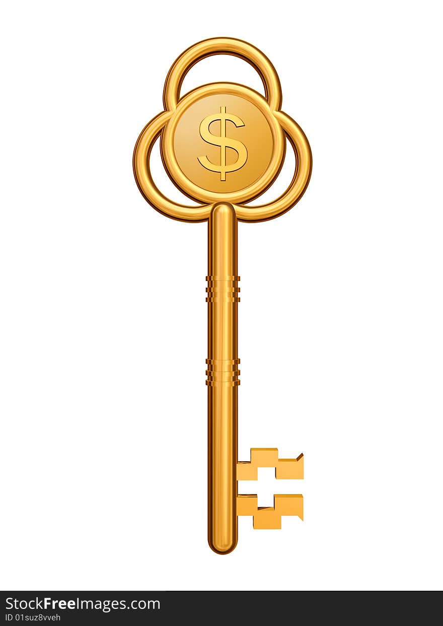 Golden Key With Dollar