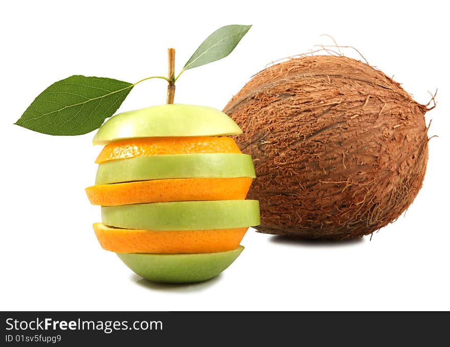 Mixed fruit on white background