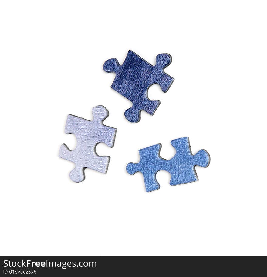 Three blue colored elements of puzzle