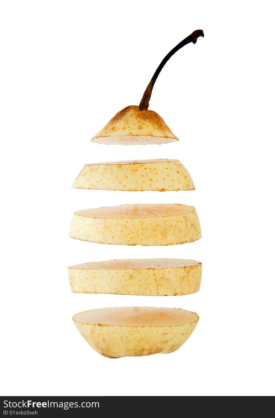 Chinese Pear Cut Into Slices Isolated