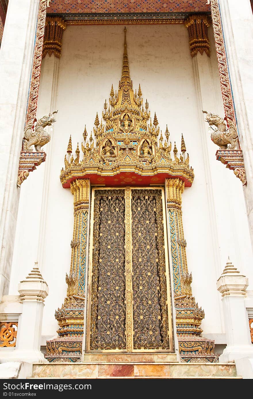 Buddhist church window in Thai style art. Buddhist church window in Thai style art