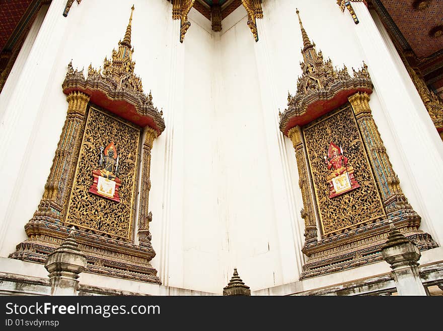 Buddhist church window in Thai style art. Buddhist church window in Thai style art