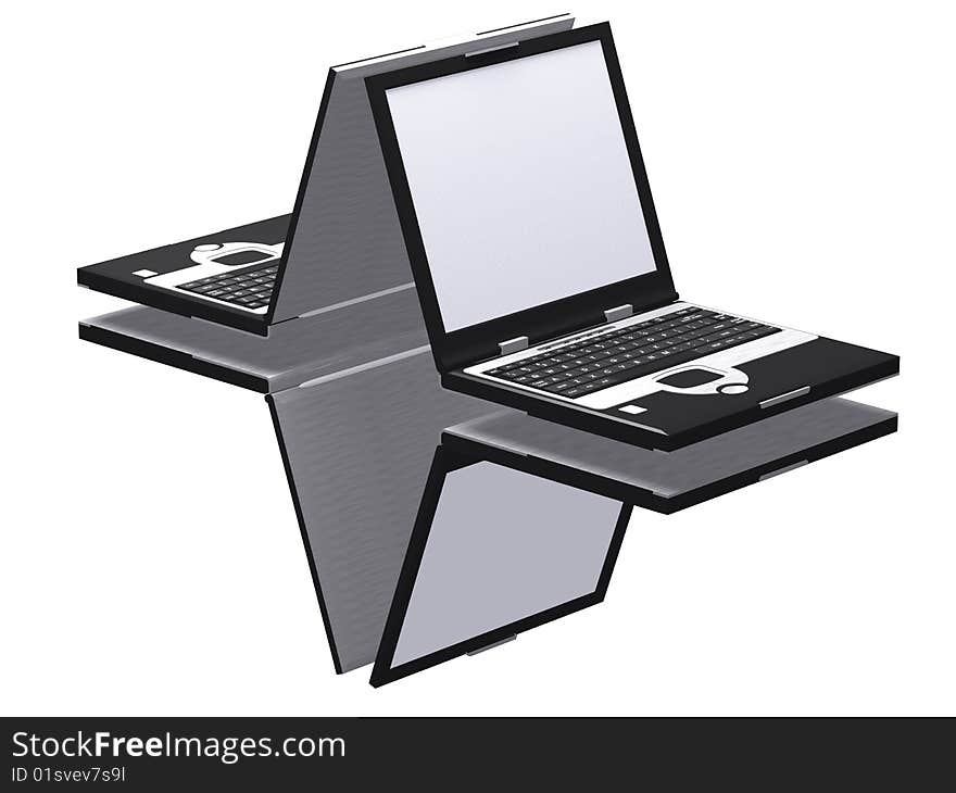 Blank laptops isolated on a white background