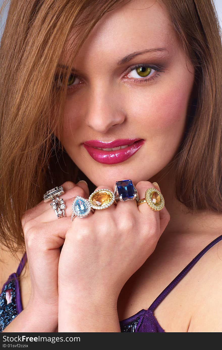 Beautiful Young Woman With Luxury Jewelry