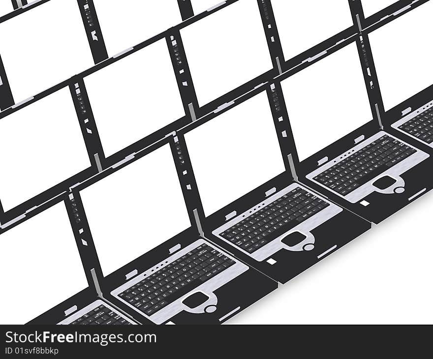 Blank laptops isolated on a white background