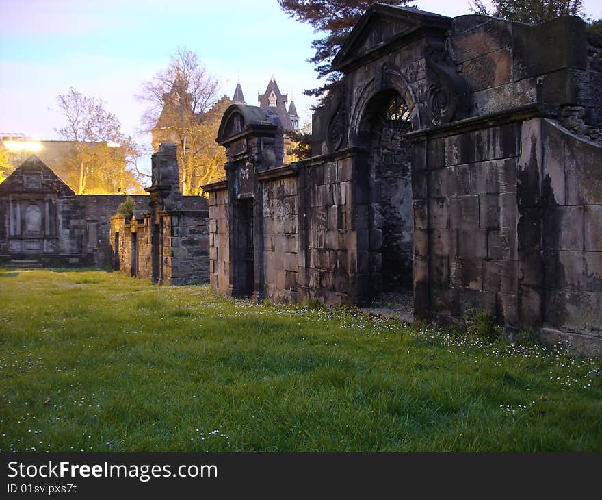 Long exposure photo of dusk in Greyfriars graveyard, Edinburgh