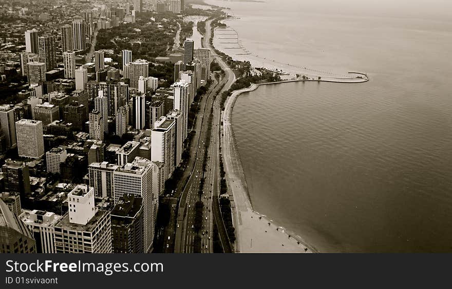 Downtown Chicago cityscape in the summertime. Downtown Chicago cityscape in the summertime